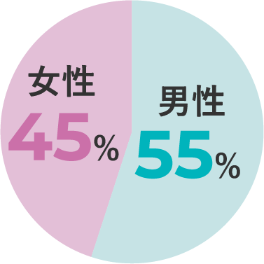 女性45%/男性 55%
